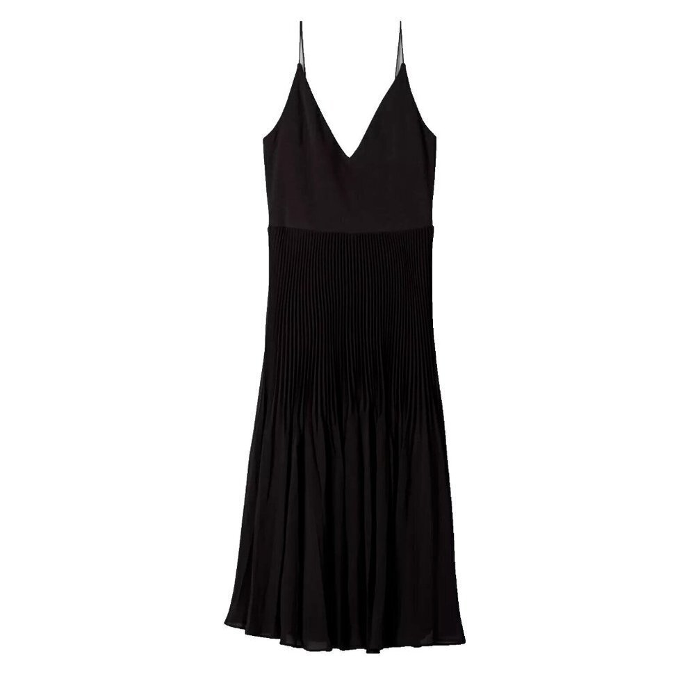 Aritzia Wilfred Womens Size XXS Black Dancer Dress Tank Pleated V-Neck Midi $148 - Picture 6 of 14